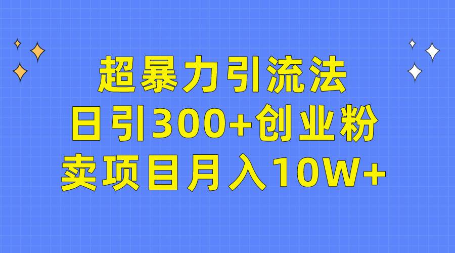 超暴力引流法,日引300+创业粉,卖项目月入10W+-逍遥游