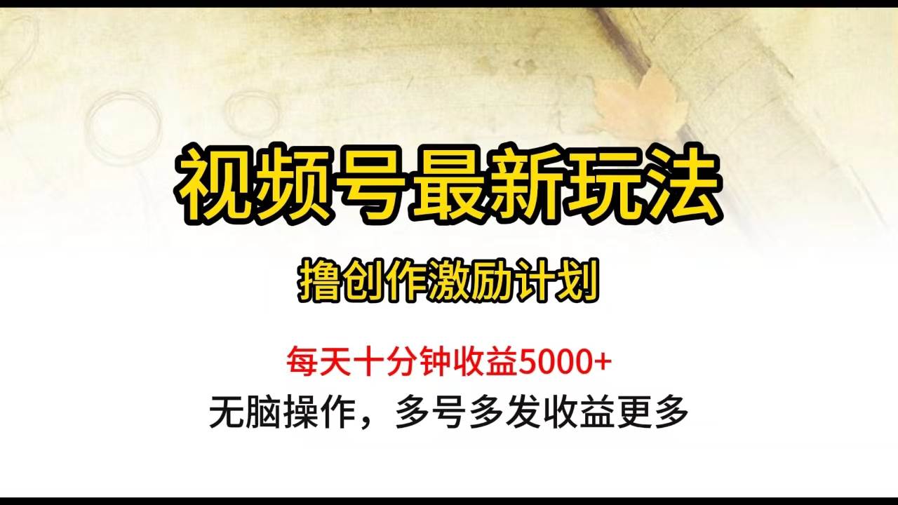视频号最新玩法,每日一小时月入5000+-逍遥游