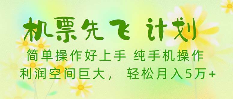 机票 先飞计划!用里程积分 兑换机票售卖赚差价 纯手机操作 小白月入5万+-逍遥游