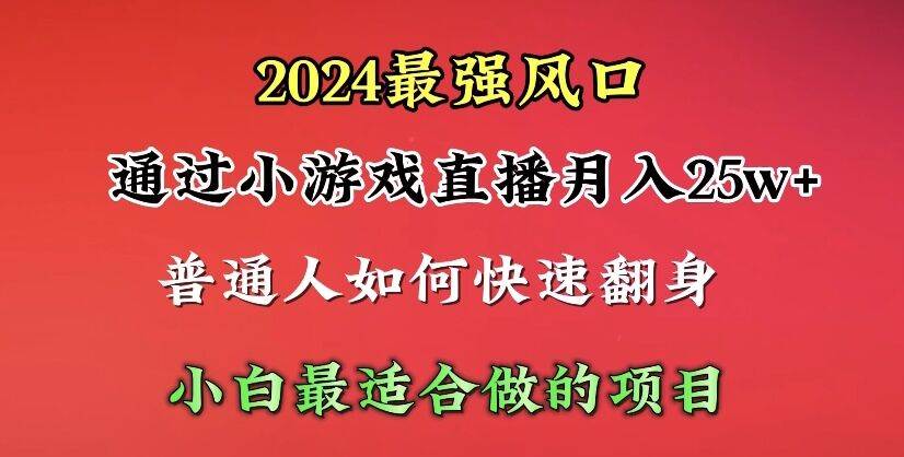 2024年最强风口，通过小游戏直播月入25w+单日收益5000+小白最适合做的项目-逍遥游