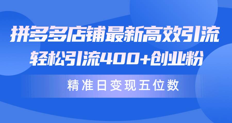 拼多多店铺最新高效引流术,轻松引流400+创业粉,精准日变现五位数!-逍遥游