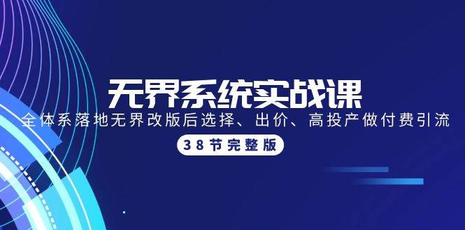 无界系统实战课:全体系落地无界改版后选择、出价、高投产做付费引流-38节-逍遥游