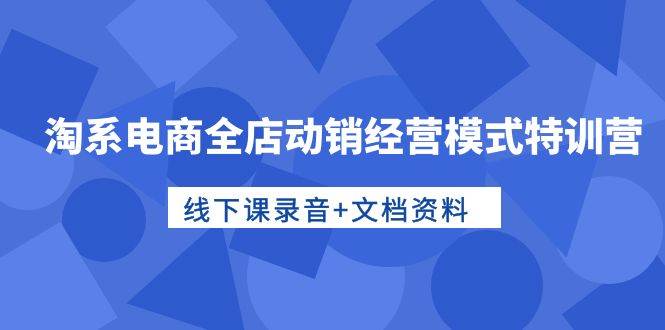 淘系电商全店动销经营模式特训营,线下课录音+文档资料-逍遥游