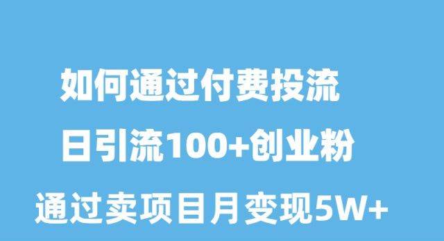 如何通过付费投流日引流100+创业粉月变现5W+-逍遥游