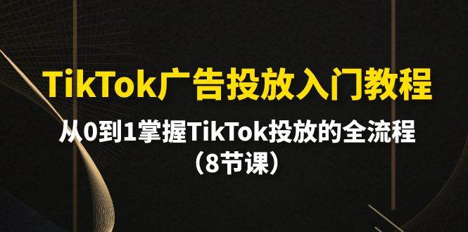 TikTok广告投放入门教程,从0到1掌握TikTok投放的全流程(8节课)-逍遥游