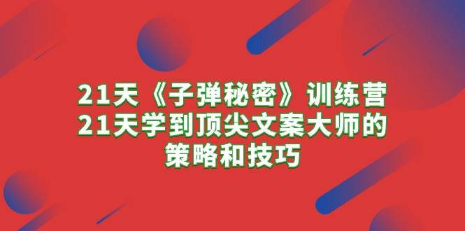 21天《子弹秘密》训练营，21天学到顶尖文案大师的策略和技巧-逍遥游