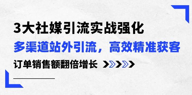 3大社媒引流实操强化,多渠道站外引流/高效精准获客/订单销售额翻倍增长-逍遥游