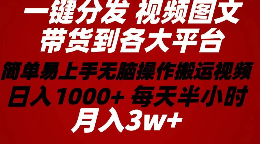 2024年 一键分发带货图文视频  简单易上手 无脑赚收益 每天半小时日入1…-逍遥游