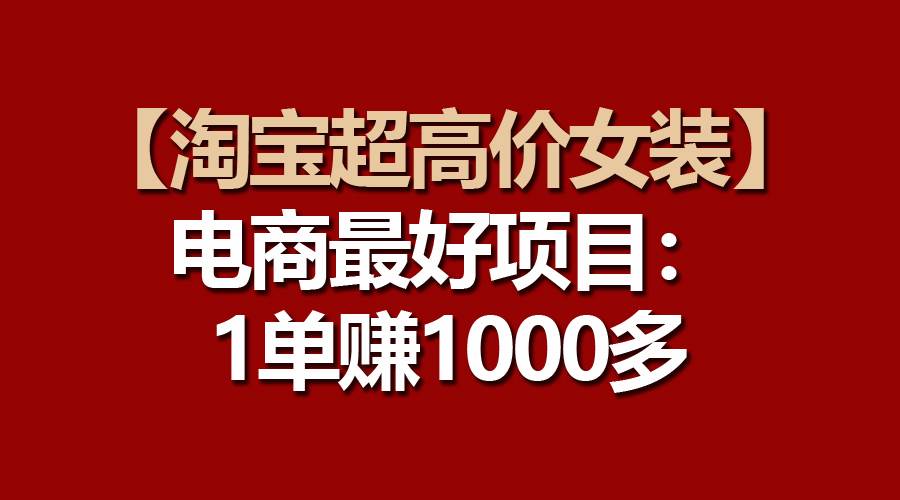 【淘宝超高价女装】电商最好项目:一单赚1000多-逍遥游