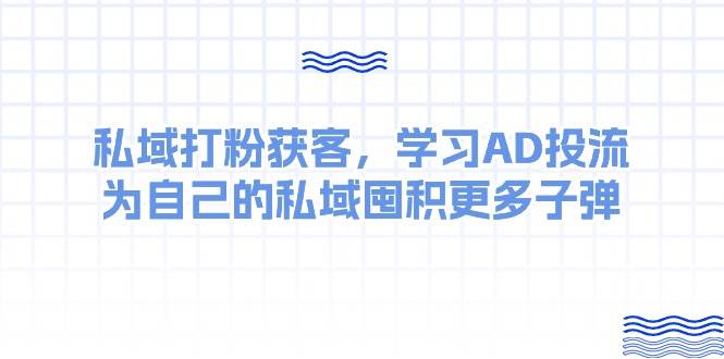 某收费课：私域打粉获客，学习AD投流，为自己的私域囤积更多子弹-逍遥游
