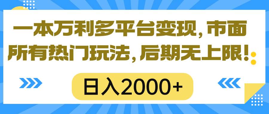 一本万利多平台变现,市面所有热门玩法,日入2000+,后期无上限!-逍遥游