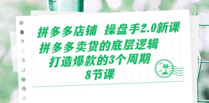 拼多多店铺 操盘手2.0新课,拼多多卖货的底层逻辑,打造爆款的3个周期-8节-逍遥游