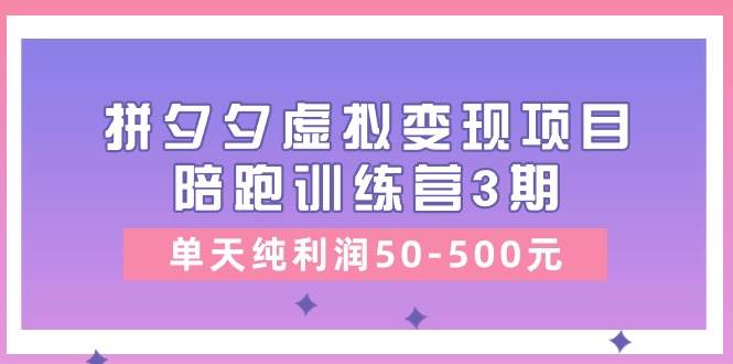 某收费培训《拼夕夕虚拟变现项目陪跑训练营3期》单天纯利润50-500元-逍遥游