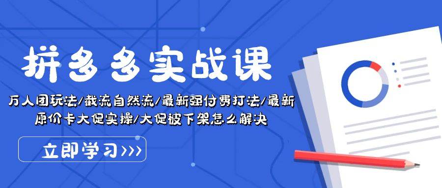 拼多多·实战课：万人团玩法/截流自然流/最新强付费打法/最新原价卡大促..-逍遥游
