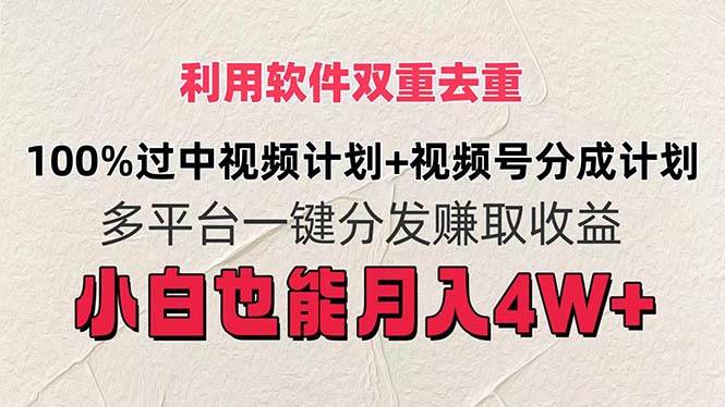 利用软件双重去重,100%过中视频+视频号分成计划小白也可以月入4W+-逍遥游