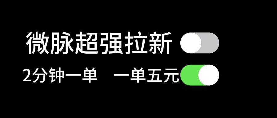 微脉超强拉新， 两分钟1单， 一单利润5块，适合小白-逍遥游