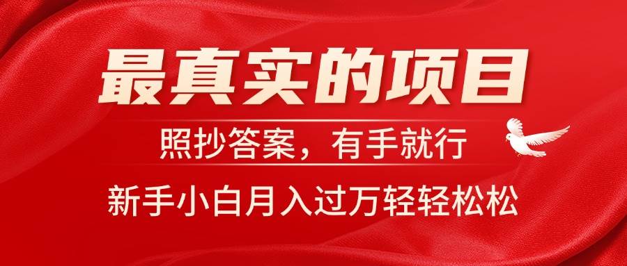 最真实的项目，照抄答案，有手就行，新手小白月入过万轻轻松松-逍遥游