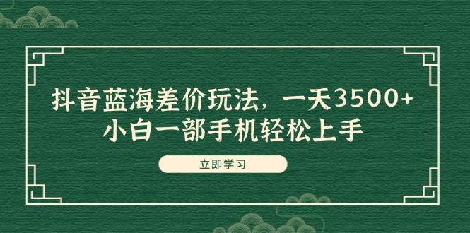 抖音蓝海差价玩法,一天3500+,小白一部手机轻松上手-逍遥游