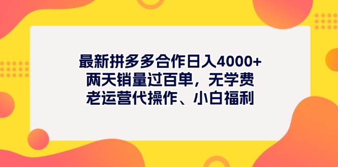 最新拼多多项目日入4000+两天销量过百单,无学费、老运营代操作、小白福利-逍遥游