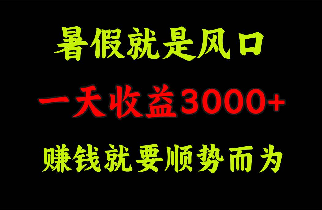 一天收益3000+ 赚钱就是顺势而为,暑假就是风口-逍遥游