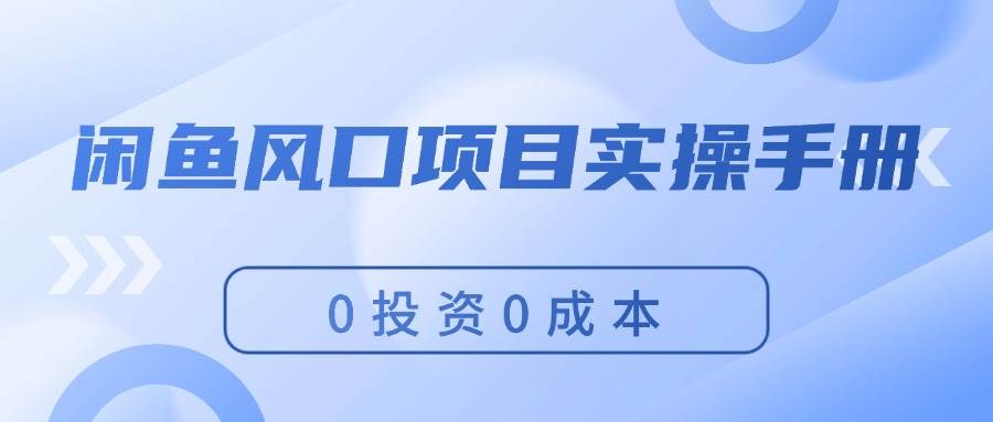 闲鱼风口项目实操手册，0投资0成本，让你做到，月入过万，新手可做-逍遥游