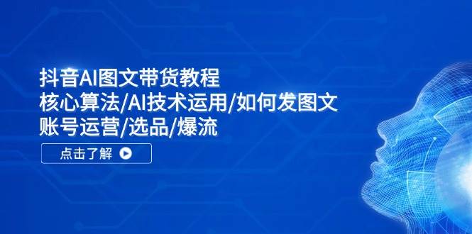 抖音AI图文带货教程：核心算法/AI技术运用/如何发图文/账号运营/选品/爆流-逍遥游