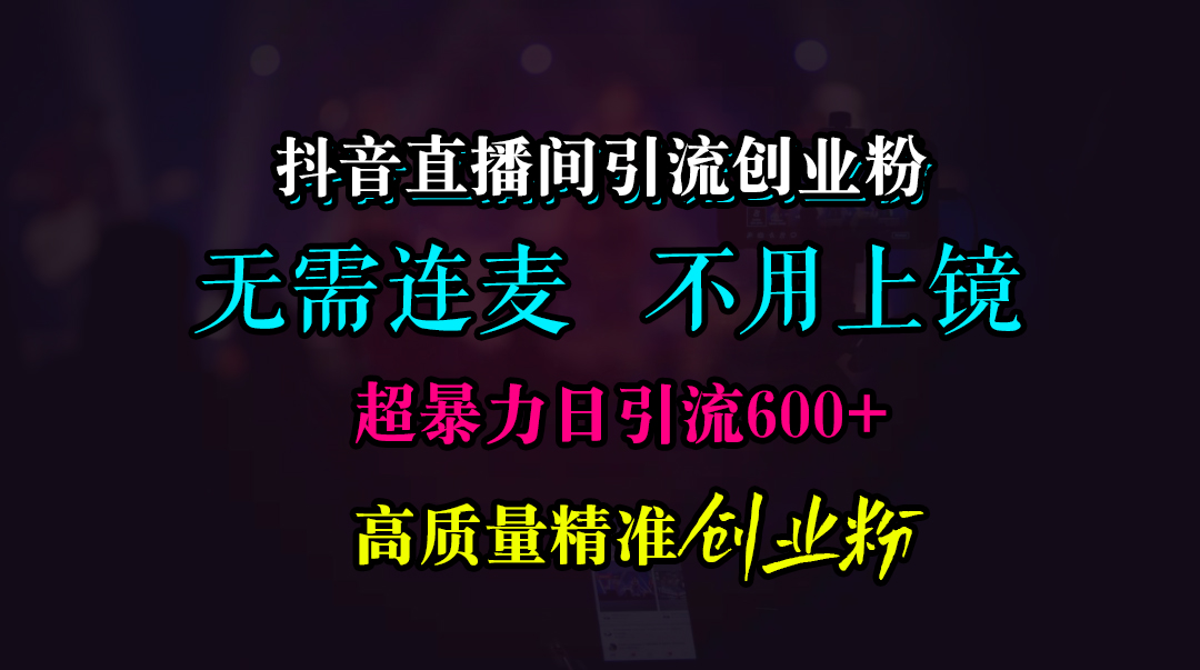 抖音直播间引流创业粉，无需连麦、无需上镜，超暴力日引流600+高质量精准创业粉-逍遥游