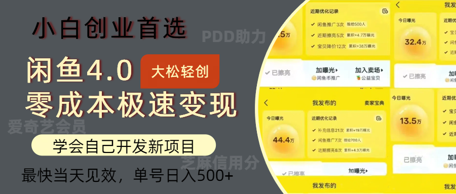 闲鱼0成本极速变现项目,多种变现方式,单号日入500+最新玩法-逍遥游