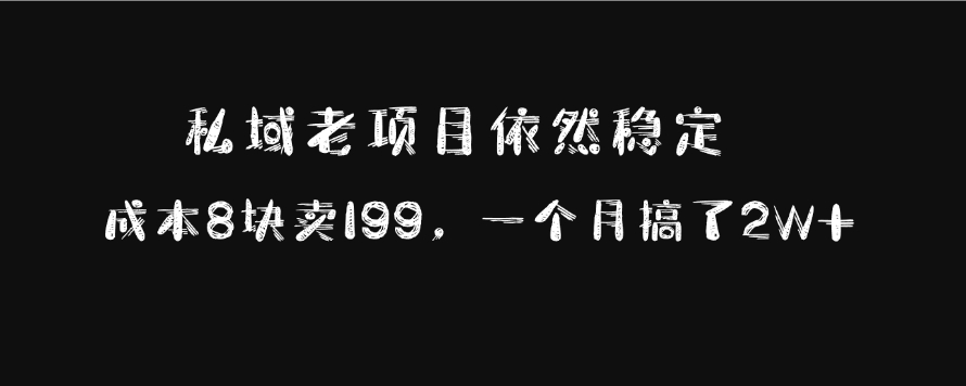私域老项目依然稳定，成本8块卖199，一个月搞了2W+-逍遥游