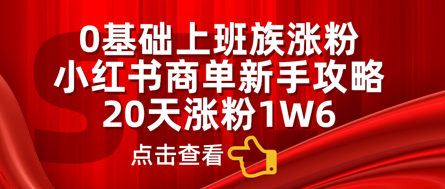 0基础上班族涨粉，小红书商单新手攻略，20天涨粉1.6w-逍遥游
