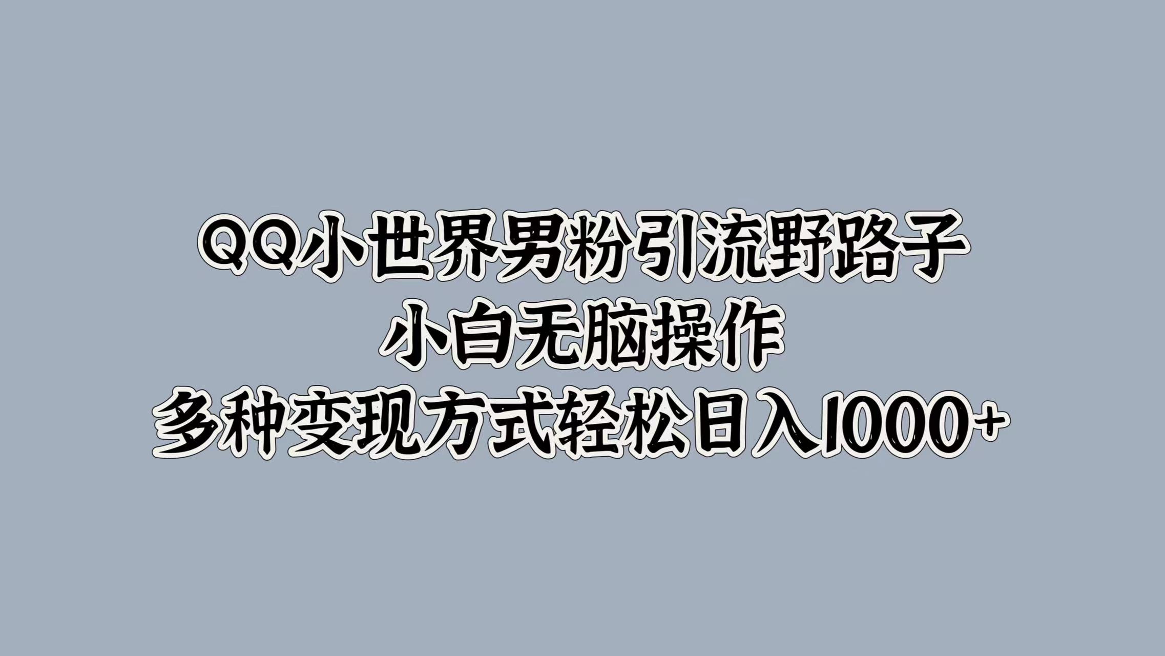 QQ小世界男粉引流野路子，小白无脑操作，多种变现方式轻松日入1000+-逍遥游