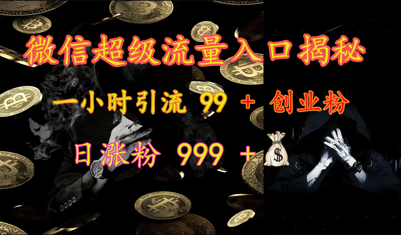 微信超级流量入口揭秘:一小时引流 99 + 创业粉,日涨粉 999 +【揭秘】-逍遥游