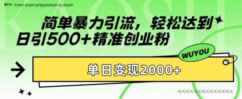 简单暴力引流轻松达到日引500+精准创业粉,单日变现2k【揭秘】-逍遥游