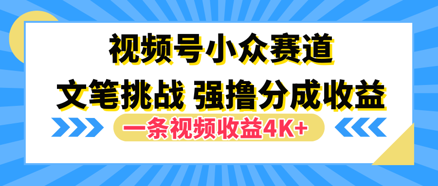 视频号小众赛道,文笔挑战,一条视频收益4K+-逍遥游