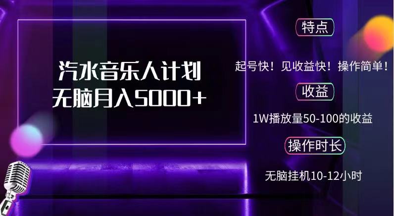 抖音汽水音乐人,计划无脑月入5000+-逍遥游