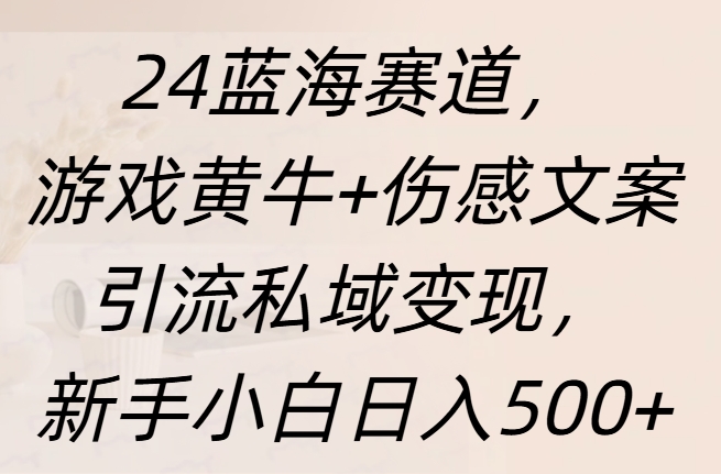 24蓝海赛道，游戏黄牛+伤感文案引流私域变现，新手日入500+-逍遥游