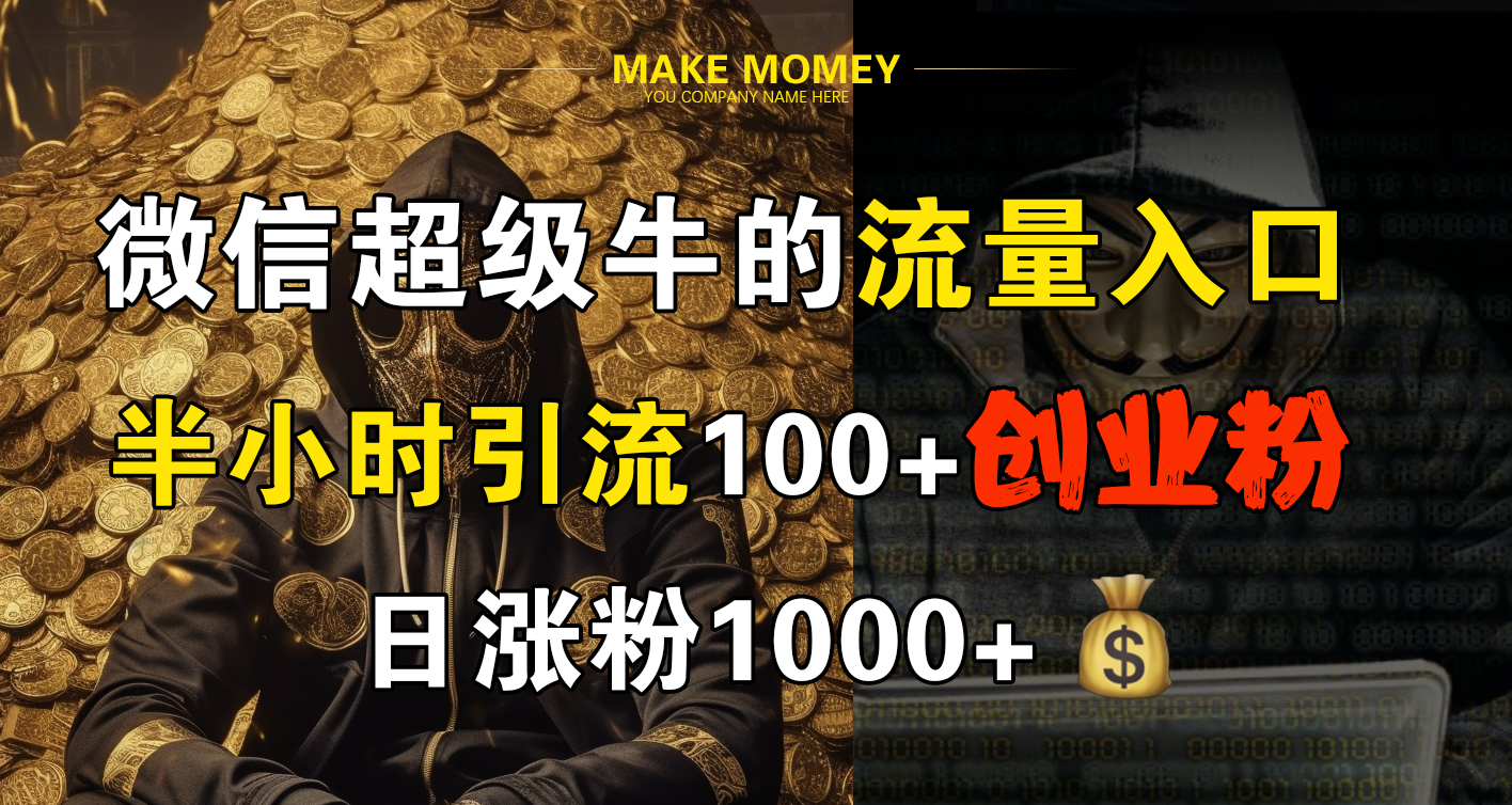 微信超级牛的流量入口，半小时引流100+创业粉，日涨粉1000+-逍遥游