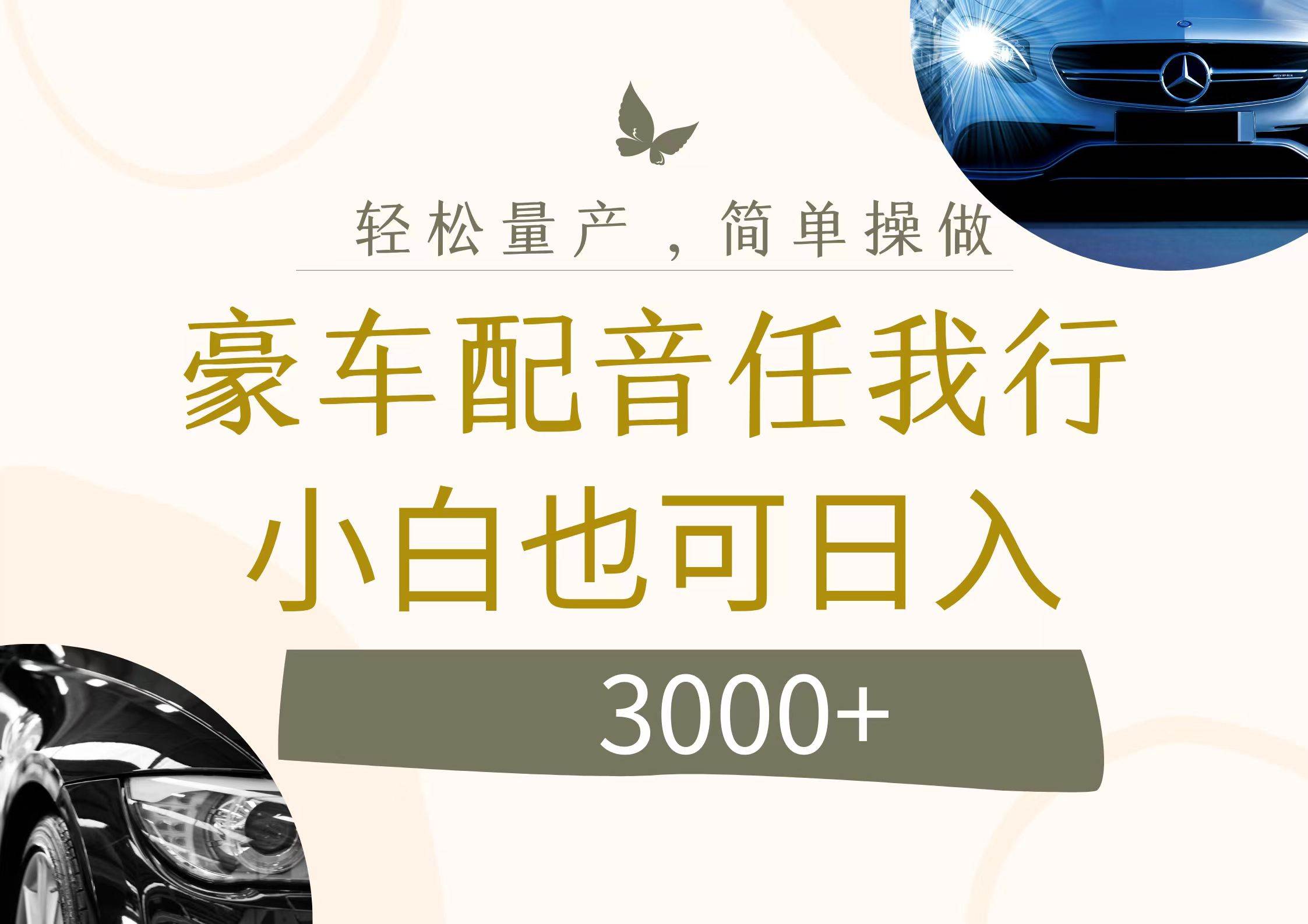 不为人知的暴力小项目,豪车配音,日入3000+-逍遥游