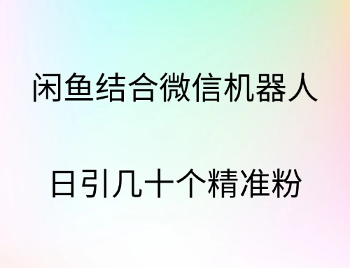 闲鱼结合微信机器人，日引几十个精准粉-逍遥游