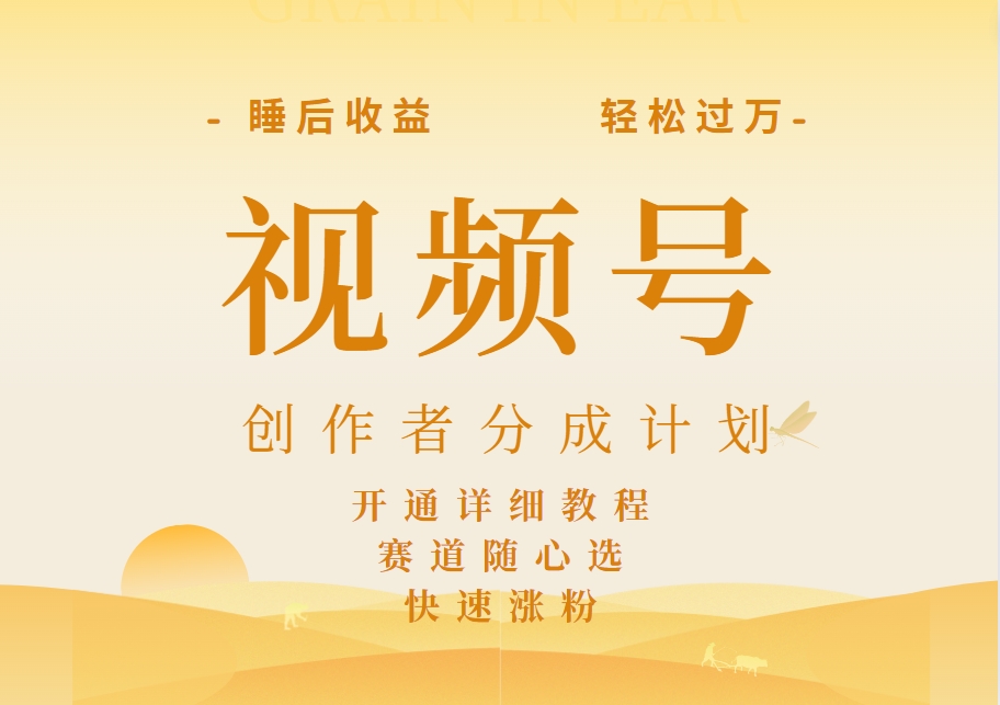 详解视频号创作者分成计划，暴力起号，可同步多平台，实现睡后收入2W+，看懂即可操作！-逍遥游
