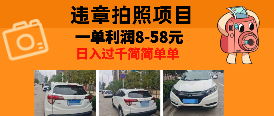 最强副业违章拍照,一单利润8-58元,全国大小城市都可做-逍遥游