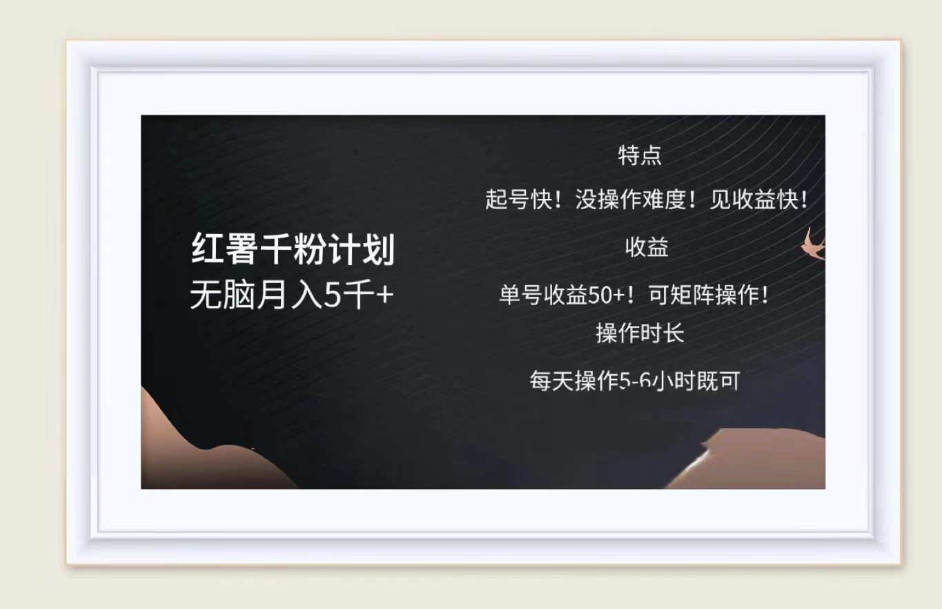 红薯千粉计划无脑月入5千➕!既做既赚!-逍遥游