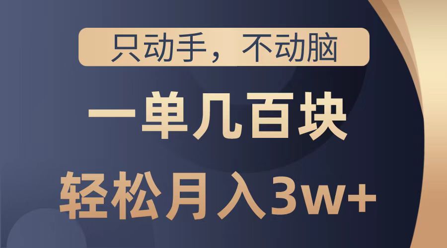 只动手不动脑，一单几百块，轻松月入2w+，看完就能直接操作，详细教程-逍遥游