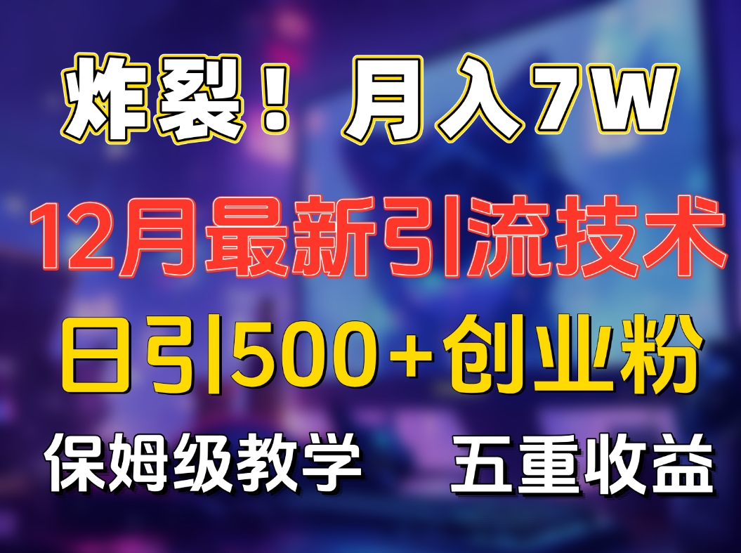 炸裂!月入7W+揭秘12月最新日引流500+精准创业粉,多重收益保姆级教学-逍遥游