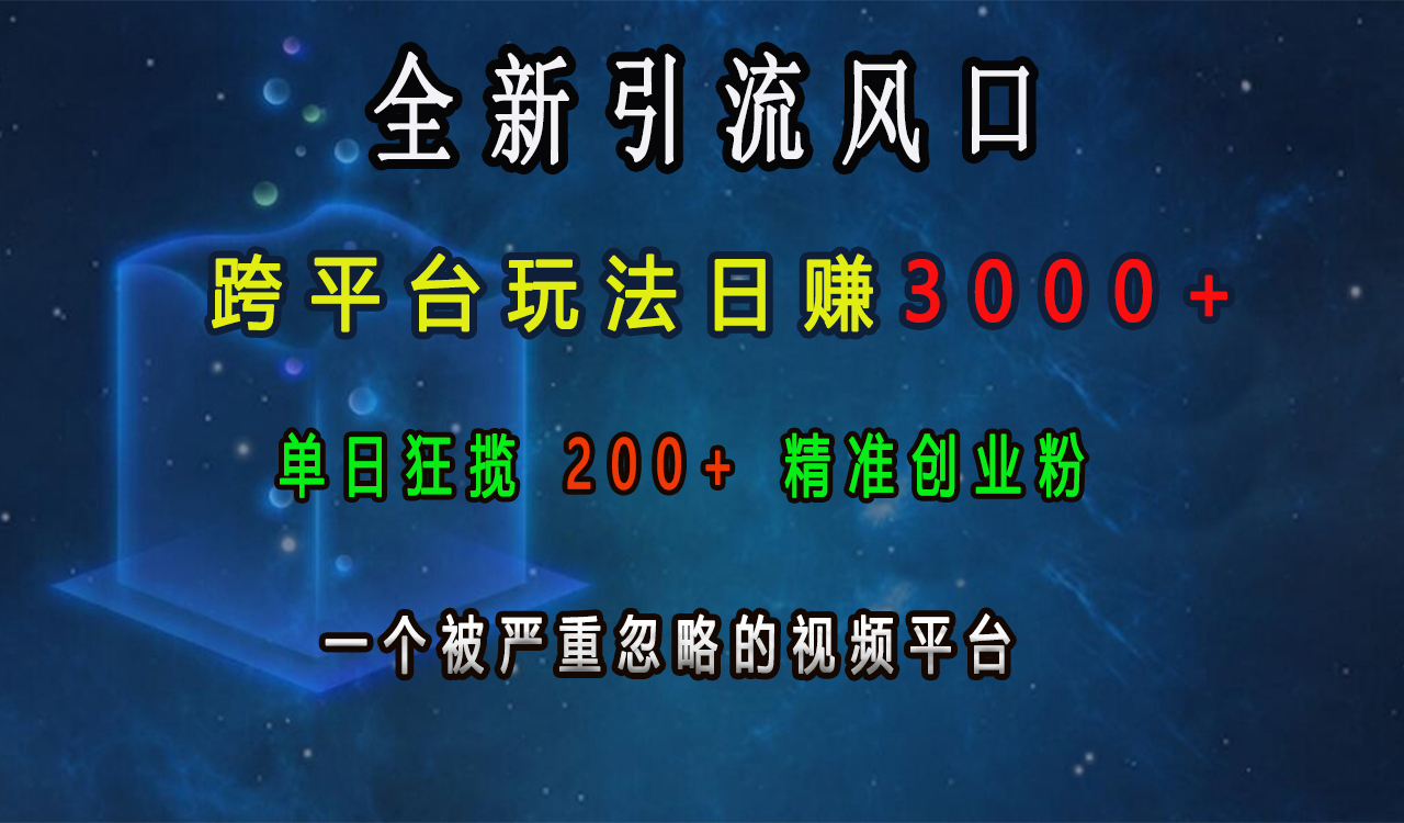 全新引流风口，跨平台玩法日赚3000+，单日狂揽200+精准创业粉，一个被严重忽略的视频平台-逍遥游