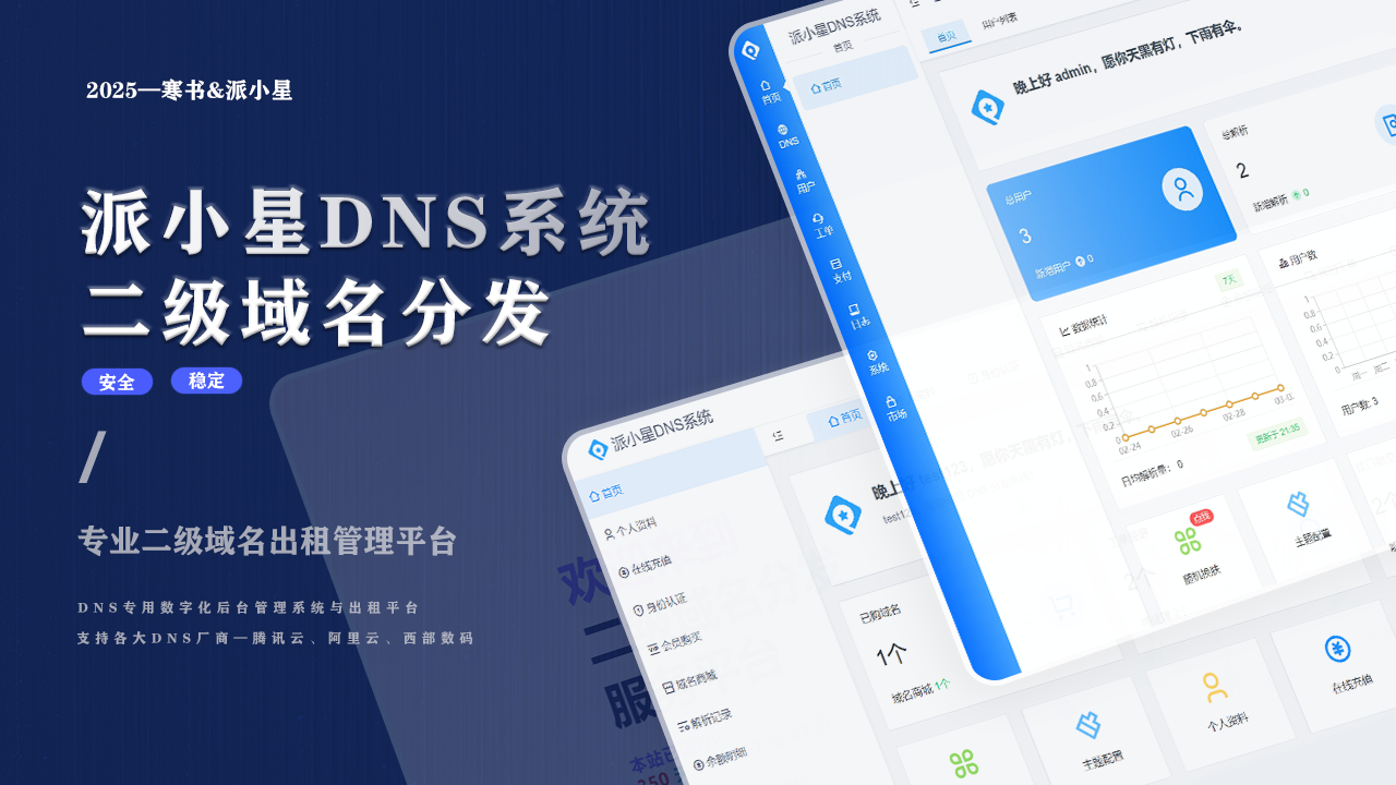 2025派小星DNS二级域名分发源码-逍遥游