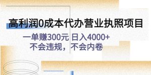 高利润0成本代办营业执照项目：不会违规，不会内卷-逍遥游
