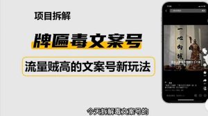 2023抖音快手毒文案新玩法，牌匾文案号，起号快易变现-逍遥游