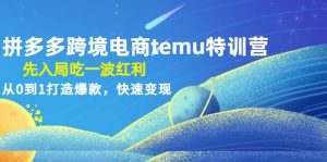 拼多多跨境电商temu特训营：先入局吃一波红利，从0到1打造爆款，快速变现-逍遥游