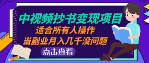 中视频抄书变现项目：适合所有人操作-逍遥游